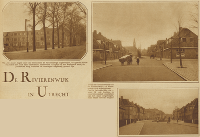 871001 Collage van 3 foto's betreffende de Rivierenwijk te Utrecht, met linksboven een gezicht op het Roerplein, ...